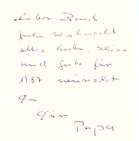 Weihnachtskarte Papa 1987